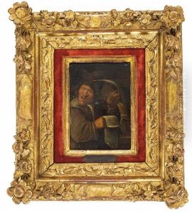 Zwei Lachende Manner Mit Schriftstuck by Joos van Craesbeeck