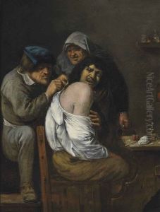 An Interior With A Doctor Treating A Patient by Joos van Craesbeeck