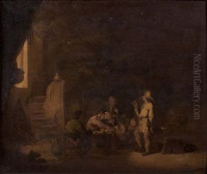 Les Buveurs Dans Une Auberge (in 3 Parts) by Joos van Craesbeeck