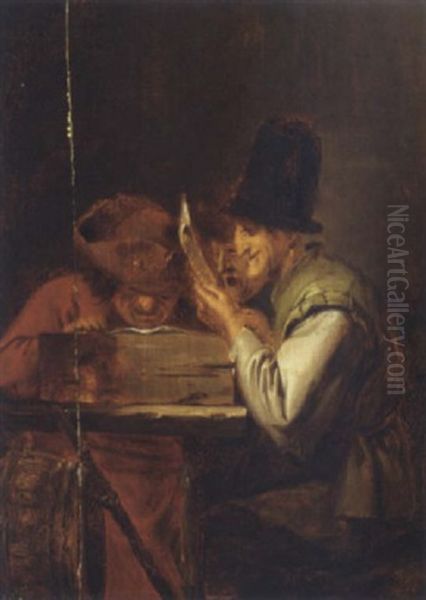 Boors Reading In An Interior - view 1