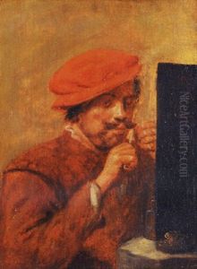 A Man Trimming His Moustache