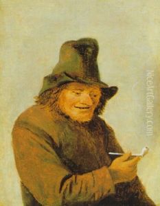 Portrait Eines Pfeife Rauchenden Bauern