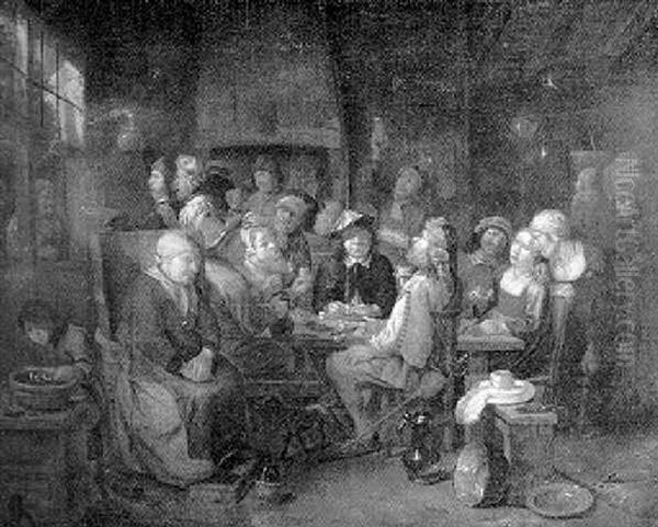 Flamische Wirtshausstube Mit Trinkenden Und Rauchenden Bauern - view 1