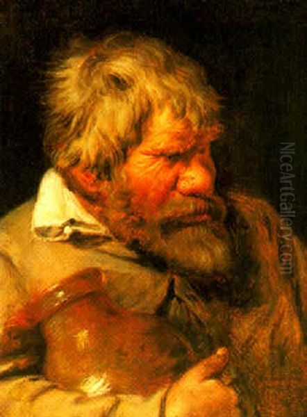 Peasant Holding An Earthenware Jug - view 1