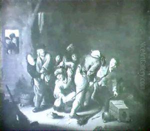 Streit Beim Kartenspiel. by Joos van Craesbeeck
