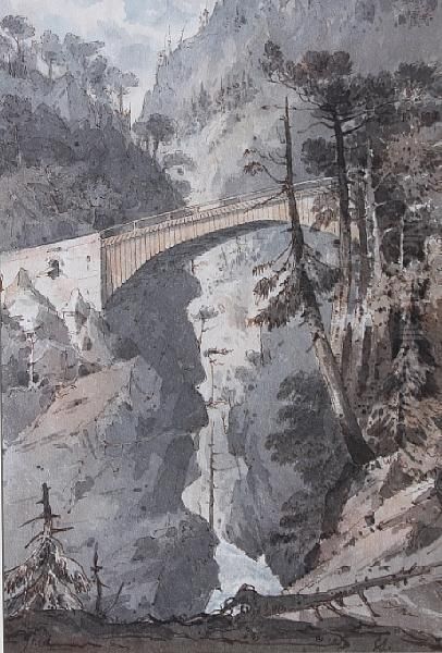 Alpine Landscape With Bridge - view 1