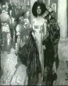 A Lady Arriving On Graceyard Street by Frank Craig
