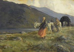 Bringing Home Turf, Leenane, Connemara by James Humbert Craig