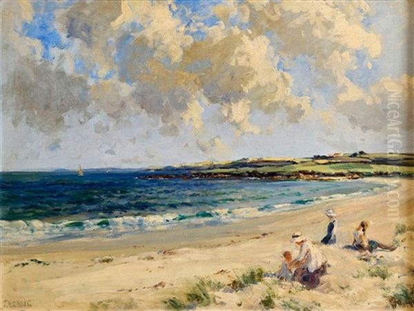 Mother And Children On The Beach, Dog's Bay, Roundstone - view 1