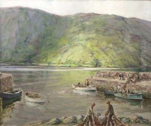 Unloading The Nets, Leenane by James Humbert Craig