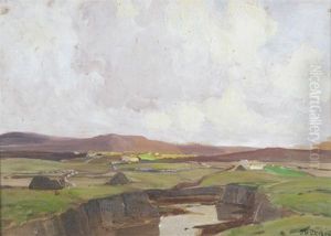 Cottages In A Moorland Landscape by James Humbert Craig