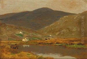 Cottages By A Lake, County Donegal by James Humbert Craig