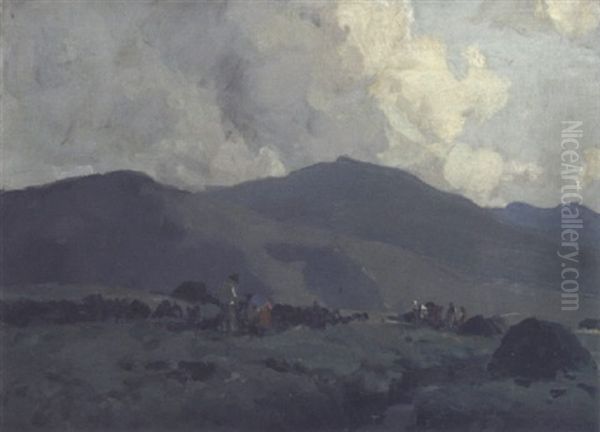 Cutting Turf At Leenane, Connemara - view 1