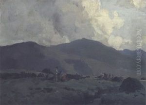 Cutting Turf At Leenane, Connemara by James Humbert Craig