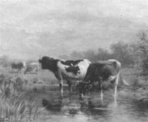 Cows At The River by Thomas Bigelow Craig