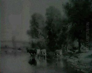 Cows Watering In A River by Thomas Bigelow Craig