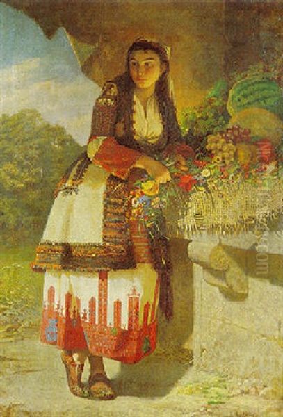 A Turkish Girl With Spring Flowers - view 1