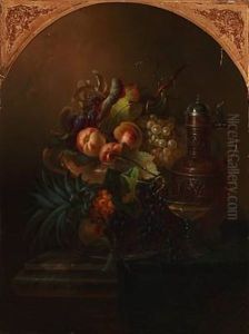 Still Life With Fruit And Wine by Carl Ceasar Adelbert Cramer