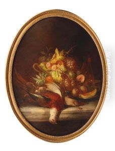 Still Life With Birds And Fruits by Carl Ceasar Adelbert Cramer