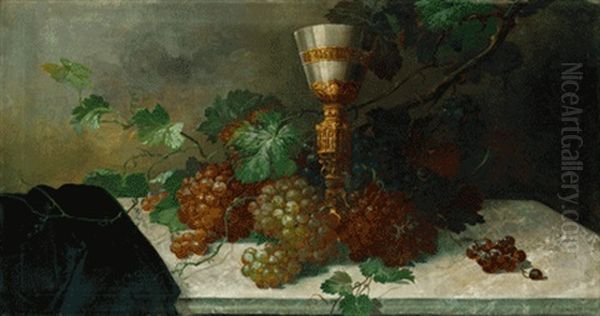 Stilleben Mit Weinreben Und Pokal - view 1