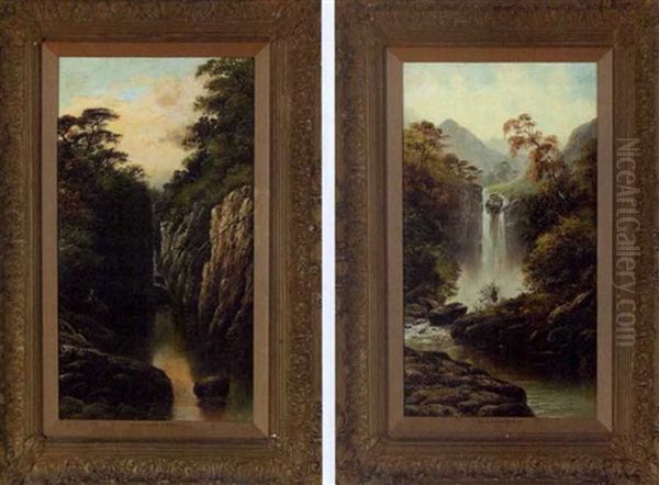 Figure By A Rocky Creek (+ Rushing Water; Pair) - view 1
