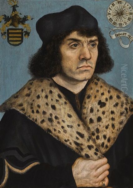 Portrait Of A Man With A Spotted Fur Collar - view 1