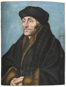 Portrait Of Desiderius Erasmus (1466/9-1536), Half-length In A Black Fur-lined Coat by Lucas Cranach the Elder