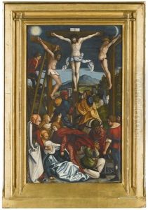 The Crucifixion; A Male Saint Lying Prostrate Beneath A Pear Tree (recto/ Verso) by Lucas Cranach the Elder