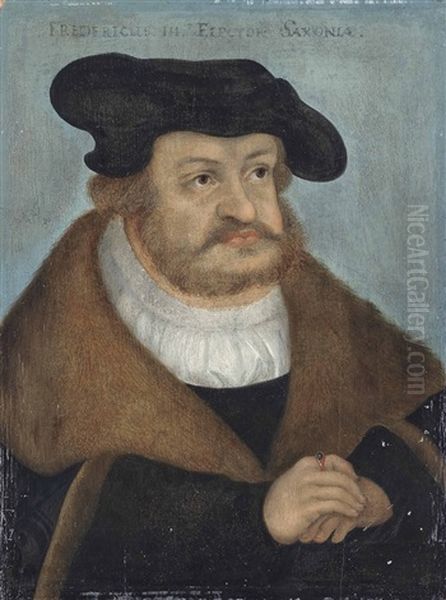 Portrait Of Frederick Iii (1463-1525), The Wise, Elector Of Saxony, Bust-length, In A White Shirt, A Fur-lined Coat And A Black Hat - view 1