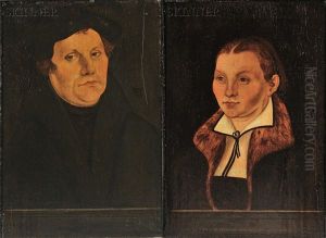 Portraits: Martin Luther And Katharina Von Bora (pair) by Lucas Cranach the Elder