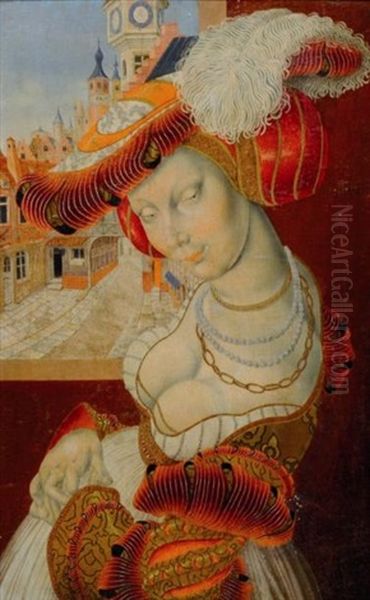 Femme Au Chapeau Devant Sa Fenetre - view 1