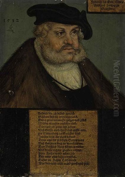 Portrait Of Frederick Iii The Wise, Elector Of Saxony, In A White Shirt, Fur-lined Coat, And Black Hat - view 1