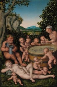 Bacchus At The Wine Vat by Lucas Cranach the Elder