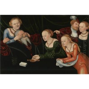 Old Man Beguiled By Courtesans