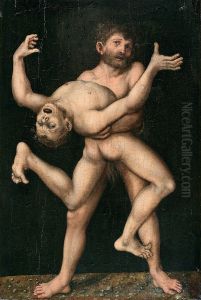 Hercules And Antaeus by Lucas Cranach the Elder