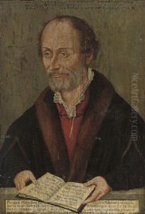 Portrait Of Philipp Melanchthon In A Black Cloak With Fur Trim by Lucas Cranach the Elder