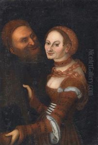 Das Ungleiche Paar. Alter Mann Halt Schone Junge Frau Im Arm by Lucas Cranach the Elder