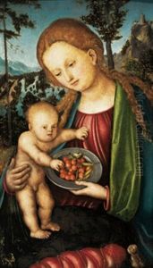Maria Dem Kind Einen Teller Mit Kirschen Reichend by Lucas Cranach the Elder
