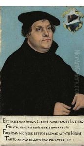 Portrait Of Martin Luther, Half-length, In A Black Coat And Hat
