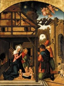 The Adoration Of The Shepherds, The Annunciation, The Adoration Of The Magi, Saints Jerome And Augustine (triptych W/dbl-sided Wings) by Lucas Cranach the Elder