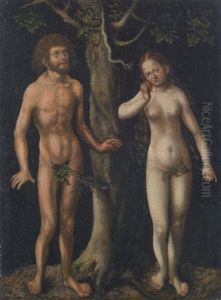 Adam Und Eva Unter Dem Baum Der Erkenntnis by Lucas Cranach the Elder