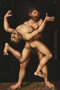 Herkules Und Antaos. Der Riese Antaos, Sohn Des Poseidon Und Der Gaia by Lucas Cranach the Elder