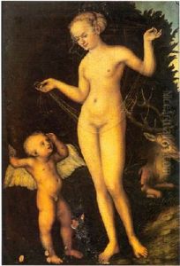 Venus Et L'amour Voleur De Miel by Lucas Cranach the Elder