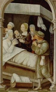 Die Geburt Der Maria by Lucas Cranach the Elder
