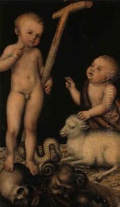 The Infant Chrsit With Saint John The Baptist by Lucas Cranach the Elder