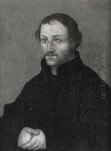 Portrait Of Phillip Melanchthon Seated, In Black Costume by Lucas Cranach the Elder