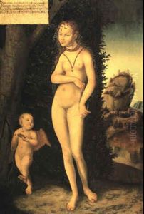 Cupid The Honey Thief Complaining To Venus by Lucas Cranach the Elder