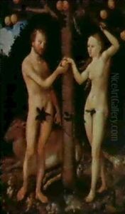 Adam And Eve In Paradise by Lucas Cranach the Elder