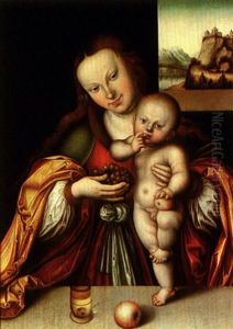 The Virgin And Child With A Landscape Seen Through A Window by Lucas Cranach the Elder