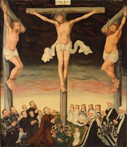 Christus Am Kreuz Mit Stiftern Und Ihren Wappen